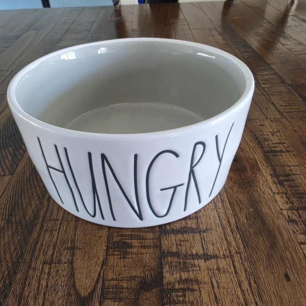 Rae Dunn White Ceramic 'Hungry' Pet Bowl